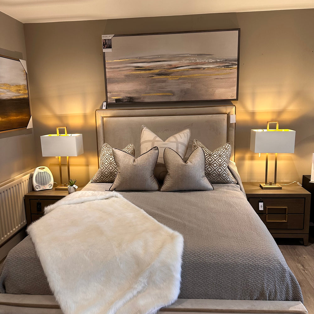 Great Gatsby custom made bed with double contrast piping