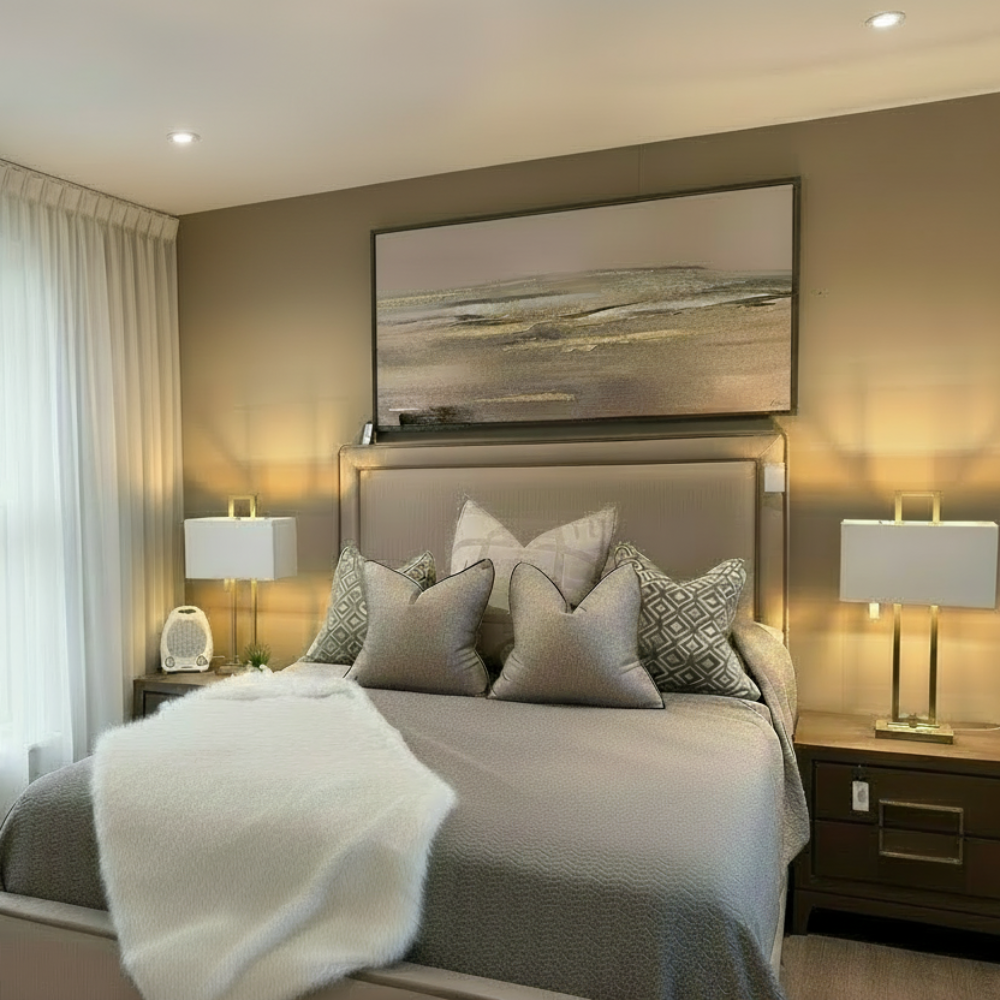 Great Gatsby custom made bed with double contrast piping-Renaissance Design Studio