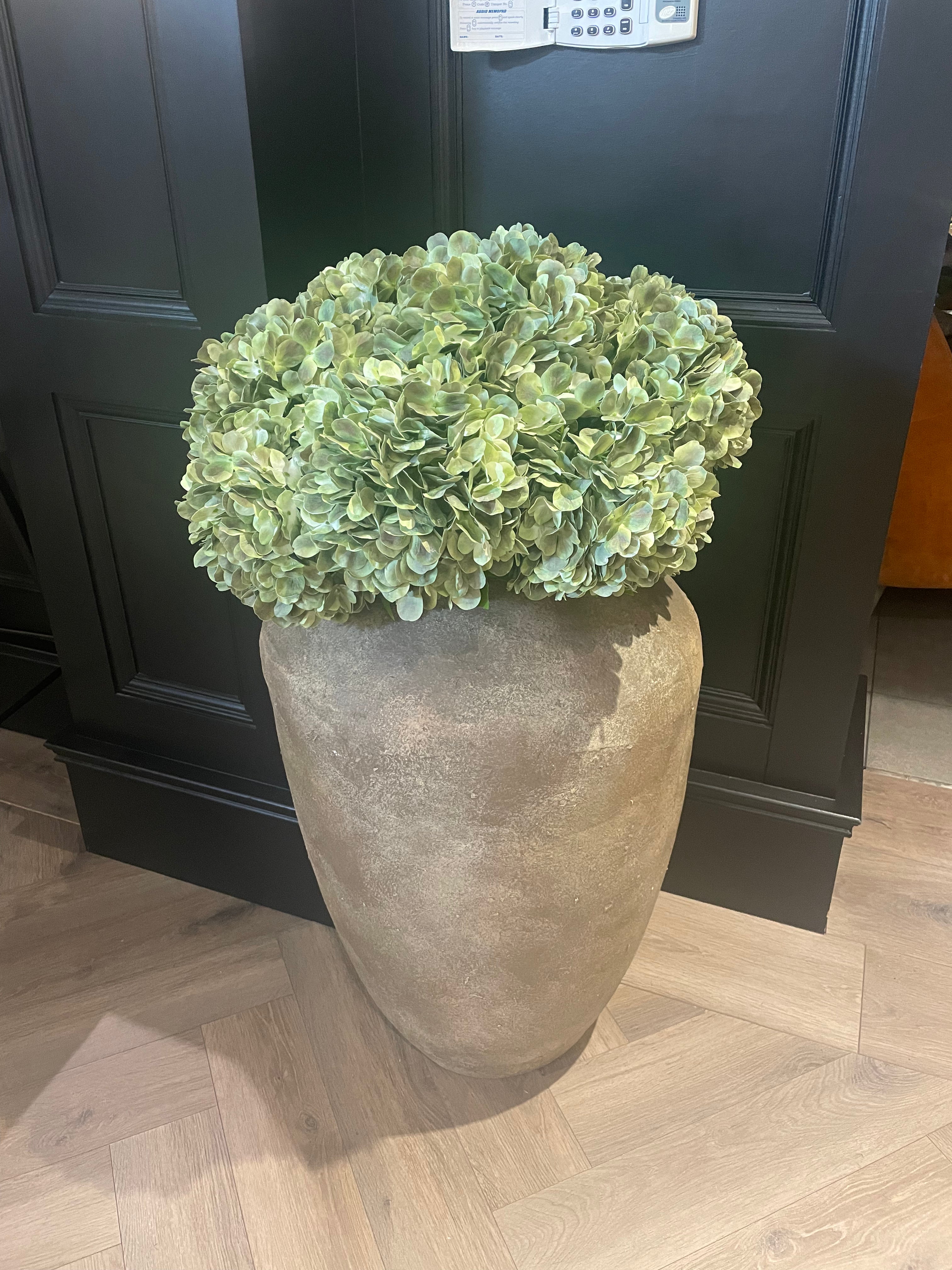 Green Hydrangea large head faux flower spray 78 cm-Renaissance Design Studio