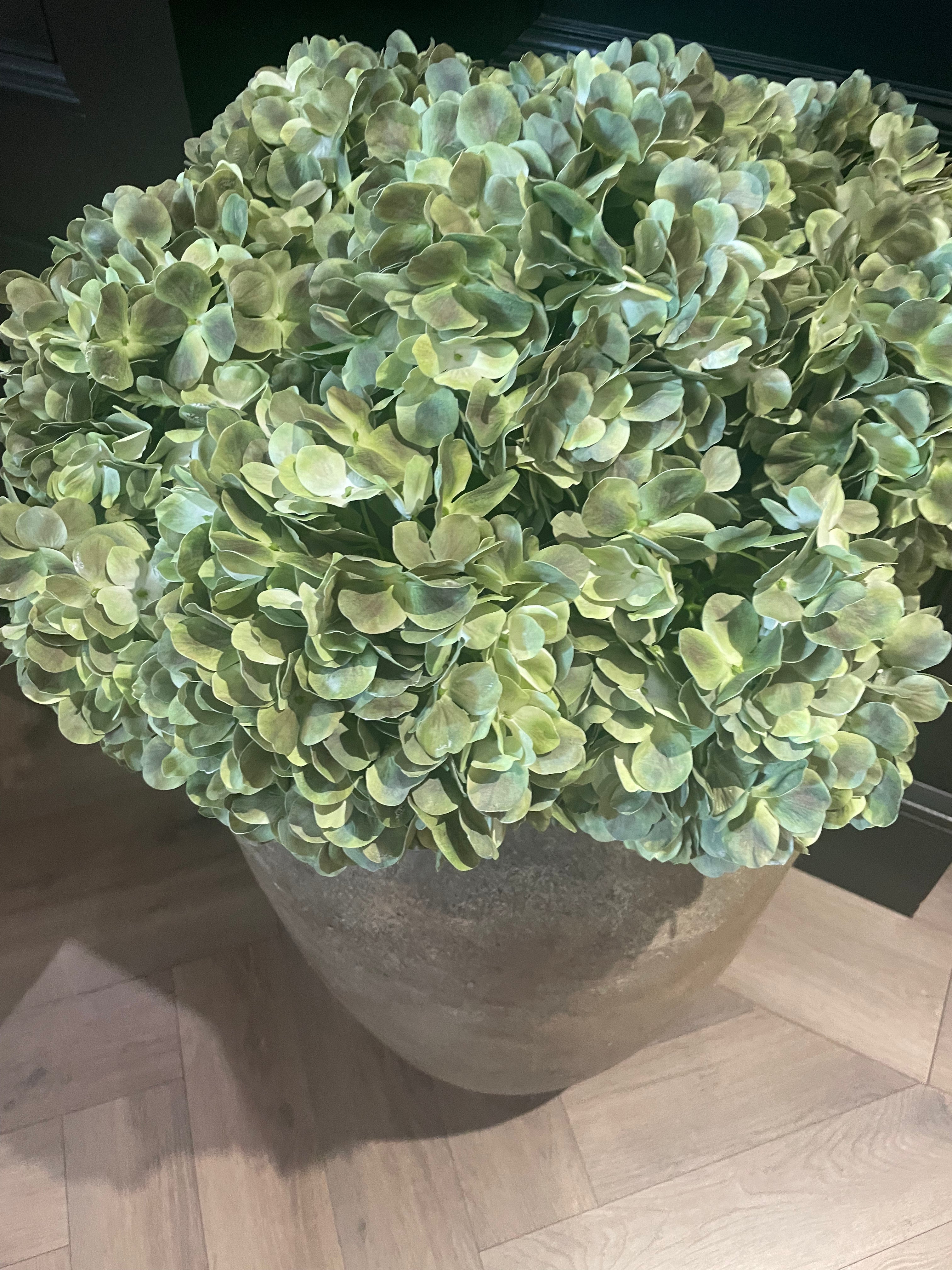 Green Hydrangea large head faux flower spray 78 cm-Renaissance Design Studio