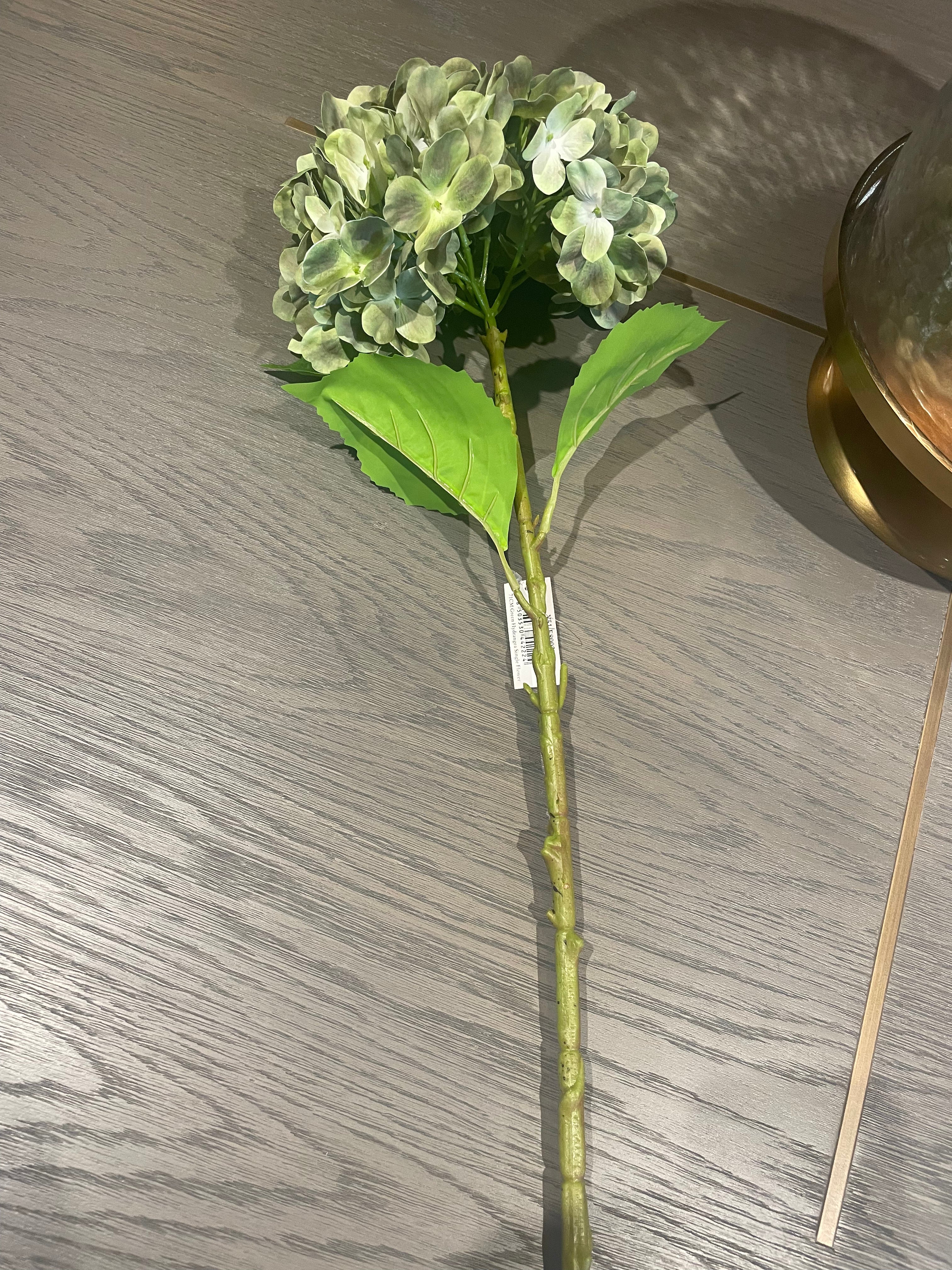 Green Hydrangea large head faux flower spray 78 cm-Renaissance Design Studio