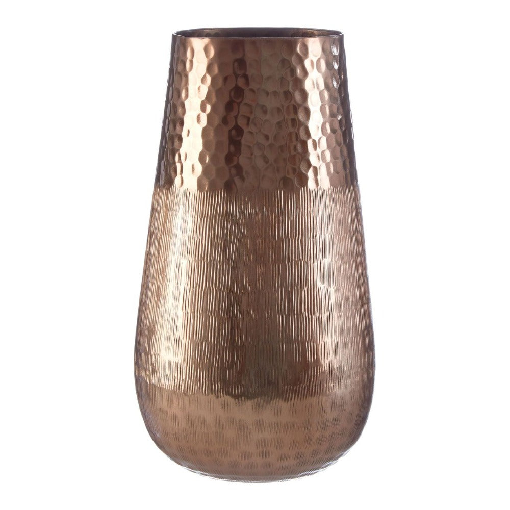 Hammered top vase in bronzed metal