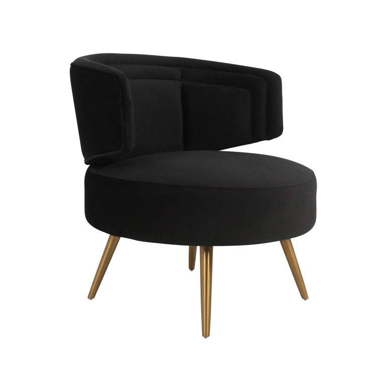 Harmony Occasional chair in khaki velvet with gold leg. Reduced-Renaissance Design Studio