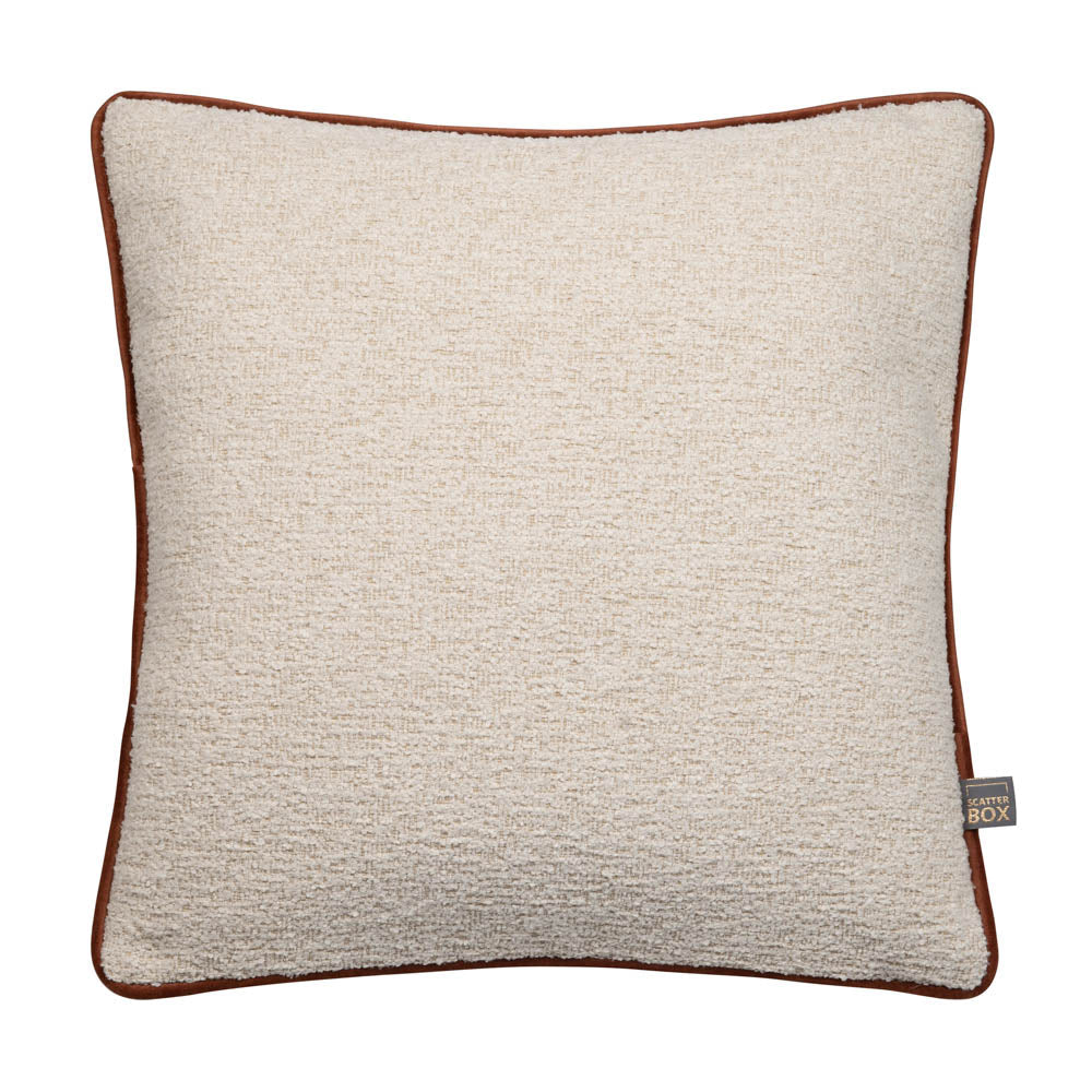 Harriet Textured Cream Cushion With Contrast Rust Piping-Renaissance Design Studio