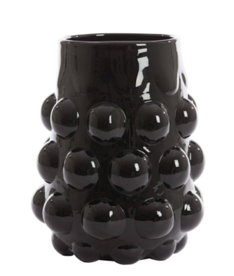 Harris Black Glass Bubble Vase