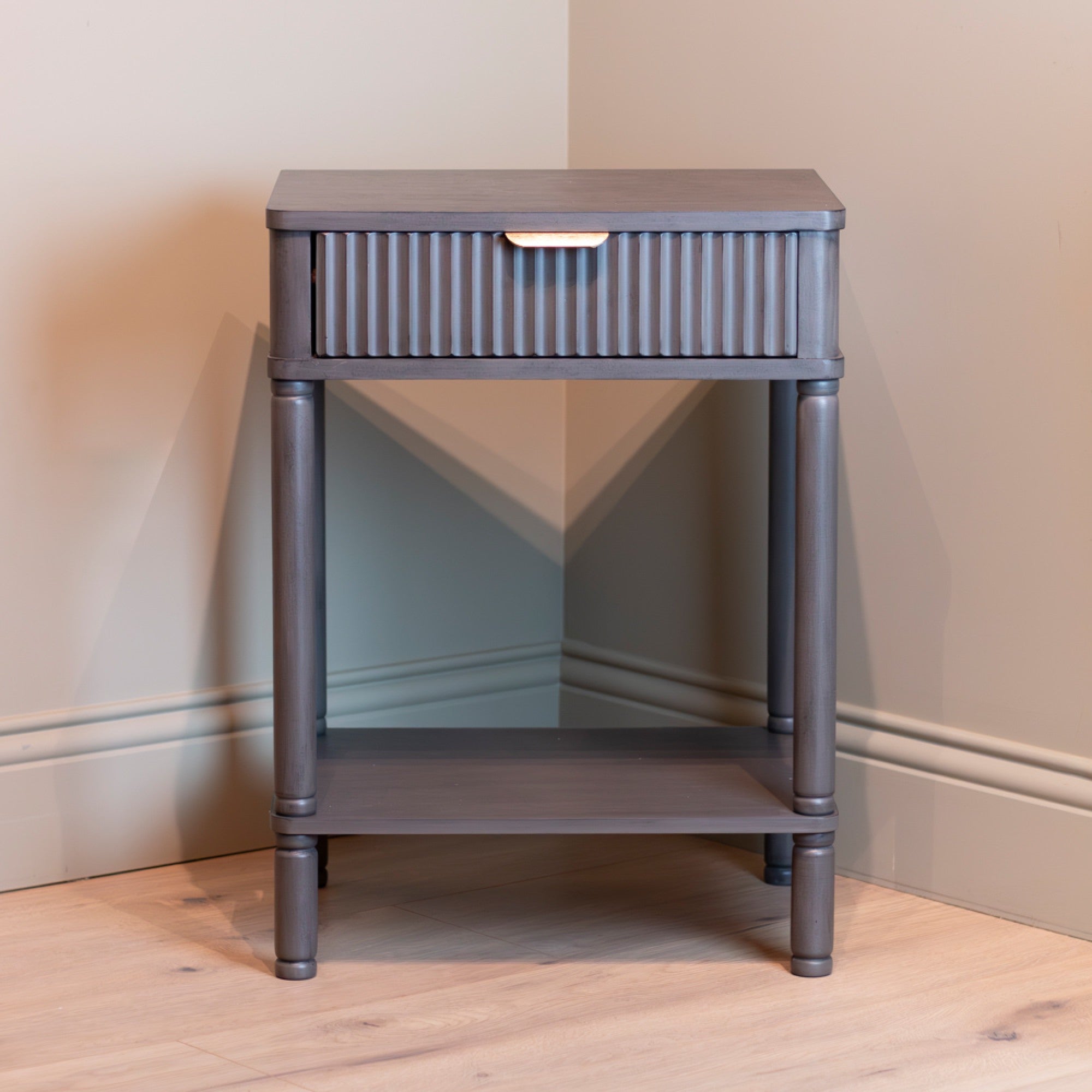 Harvey 1 Drawer Ebony Luxury Bedside Cabinet-Renaissance Design Studio