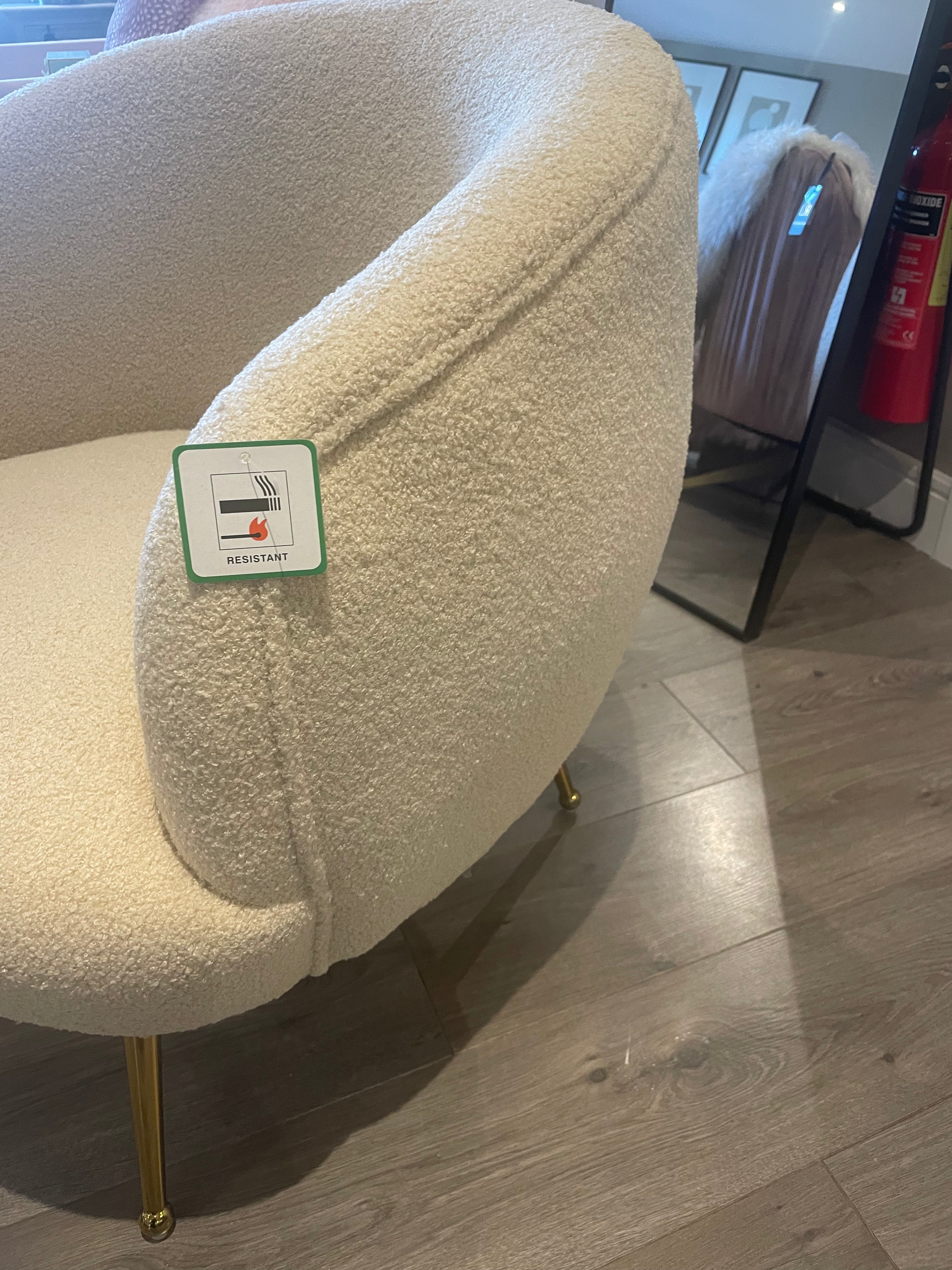 Hayley B occasional chair Boucle with gold leg Nett price as value item-Renaissance Design Studio