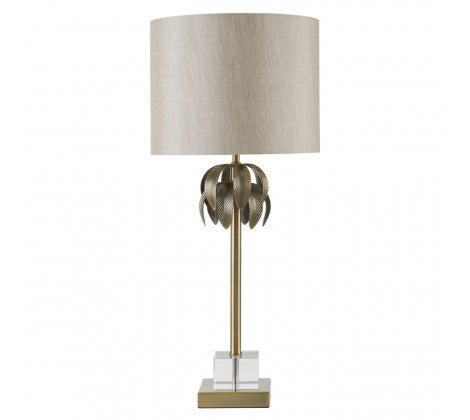 Herta lamp with leaf design antique brass