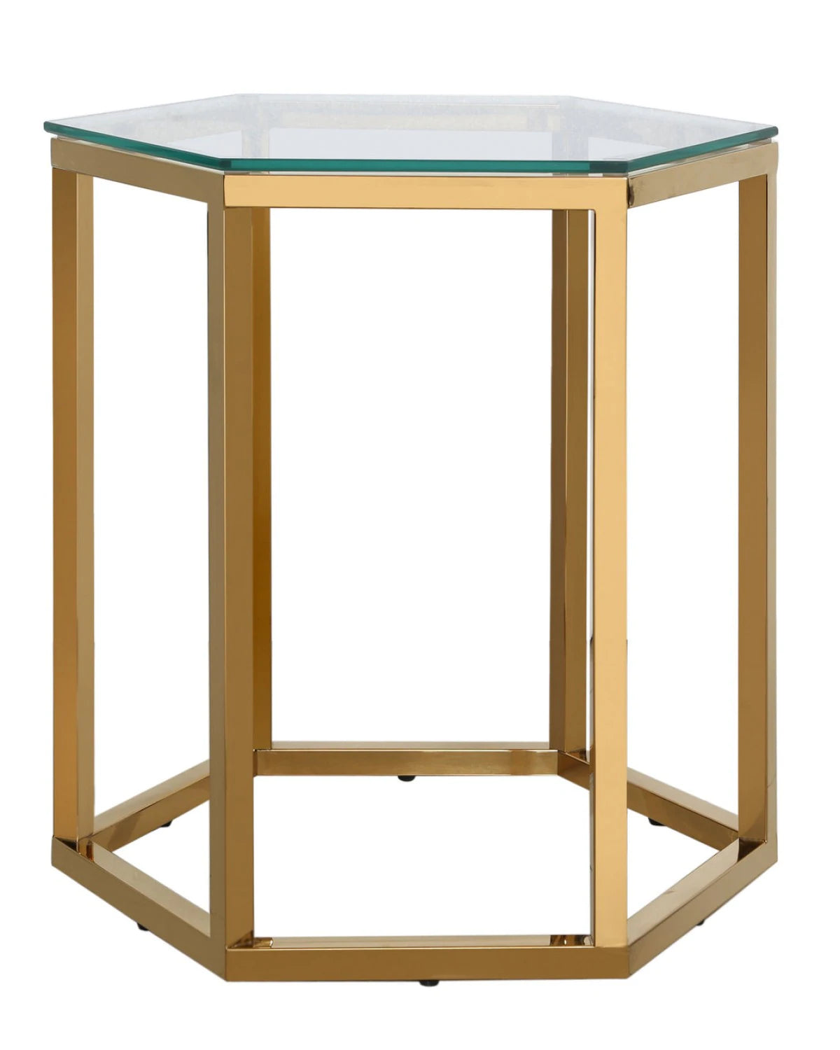 Hexagon End Table in Gold-side table-Renaissance Design Studio