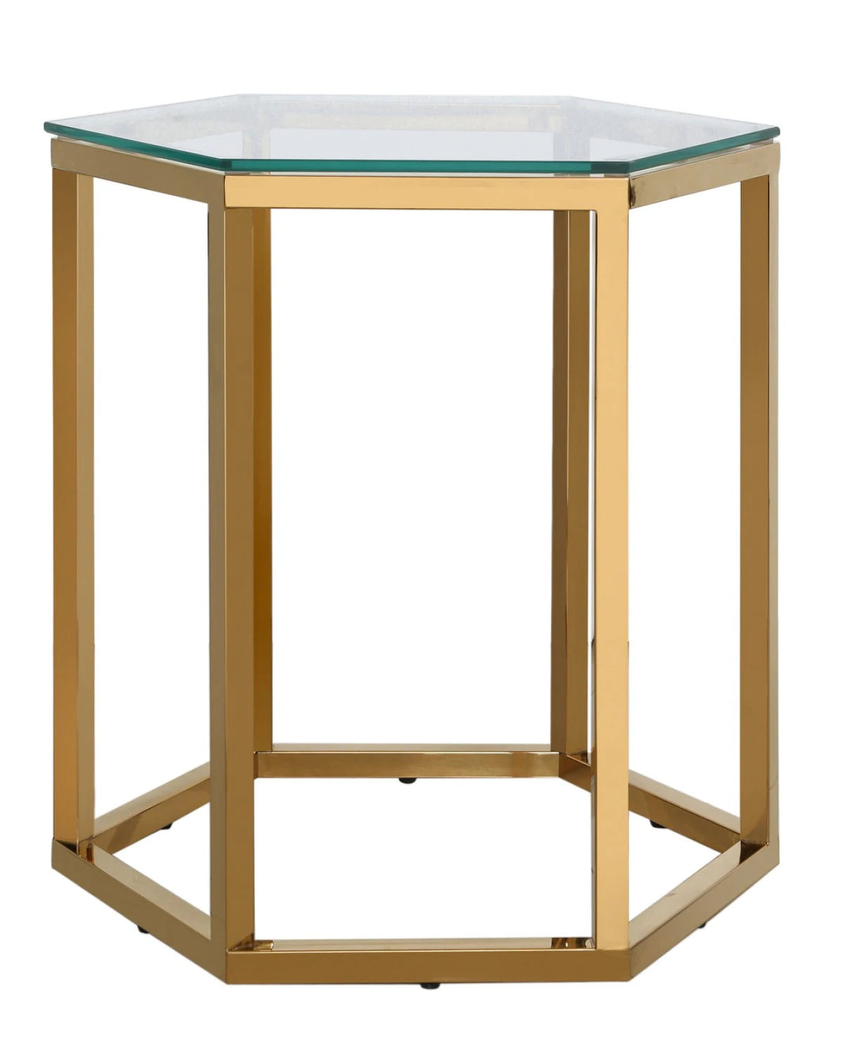 Hexagon End Table in Gold-Renaissance Design Studio