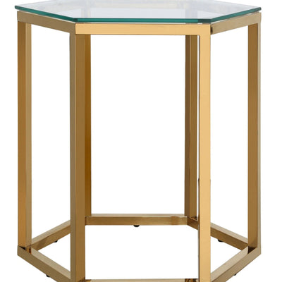Hexagon End Table in Gold