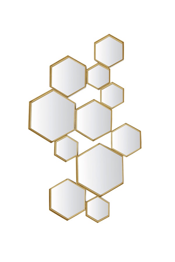 Hexagonal  Mirror Gold available in outlet store to collect