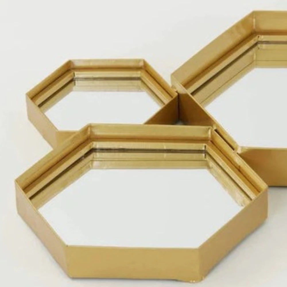 Hexagonal Mirror Gold available in outlet store to collect-Renaissance Design Studio
