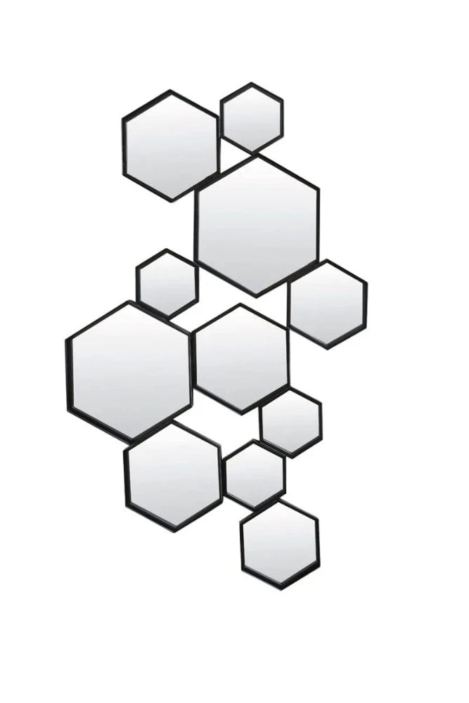 Hexagonal Mirror Matt Black-Renaissance Design Studio