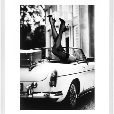 High heels in car framed exclusive prints