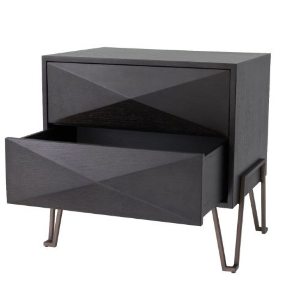 Highland Bedside Table in Charcoal Brown by Eichholtz-Renaissance Design Studio