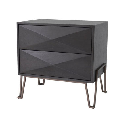 Highland Designer luxury Bedside Table by Eichholtz in charcoal brown veneer REDUCED