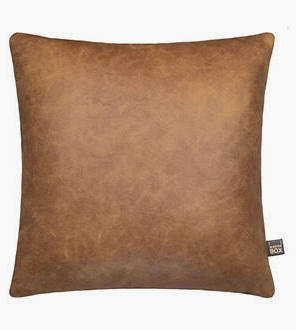 Holly Tan faux soft leather cushion-Scatter cushions-Renaissance Design Studio