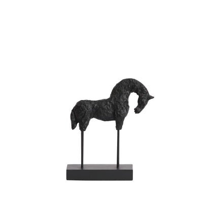 HORSE wood black Ornament on base