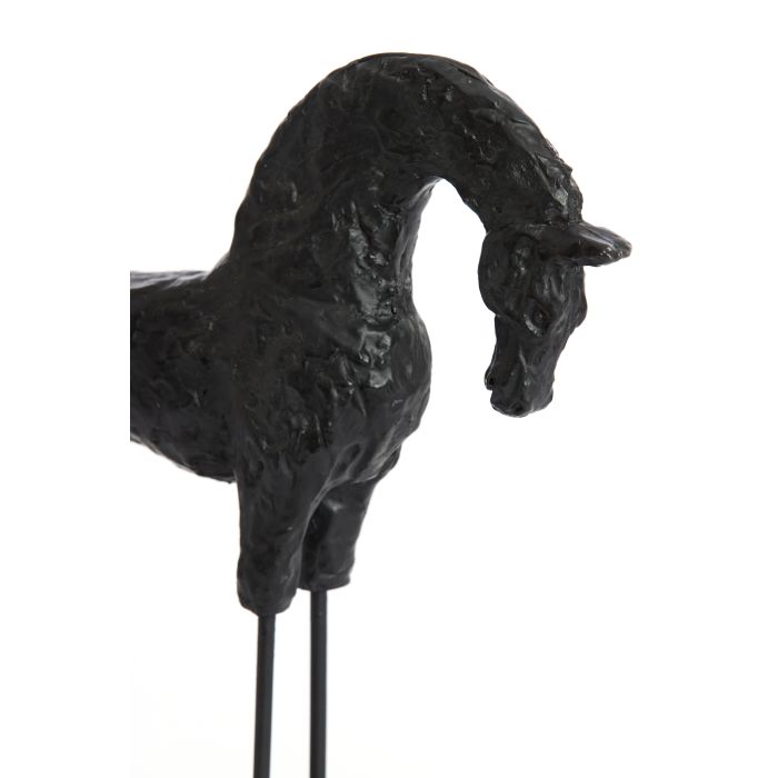 HORSE wood black Ornament on base