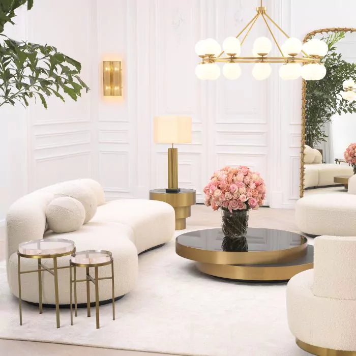 Hoxton Brushed brass and glass Side Table Set of 2 by Eichholtz see staff for saving on stock-side table-Renaissance Design Studio