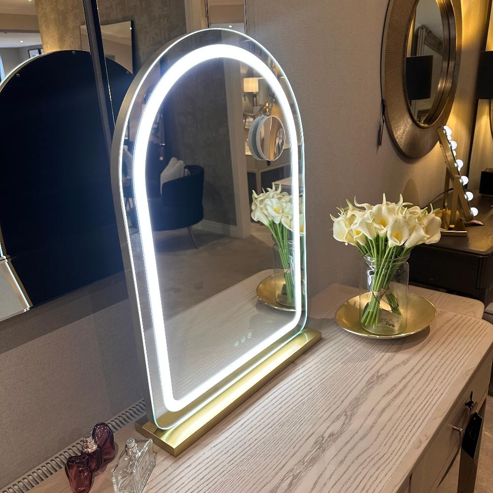 Hugh LED large strip Arch vanity mirror gold