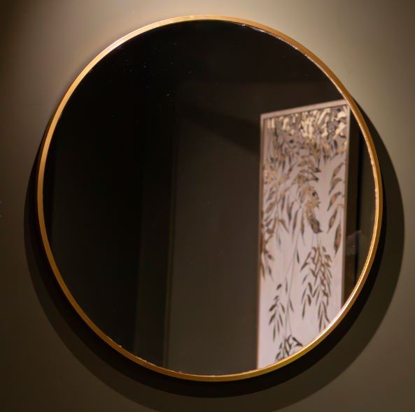 Hugh Round Giant Wall Mirror Gold 120 cm-Renaissance Design Studio