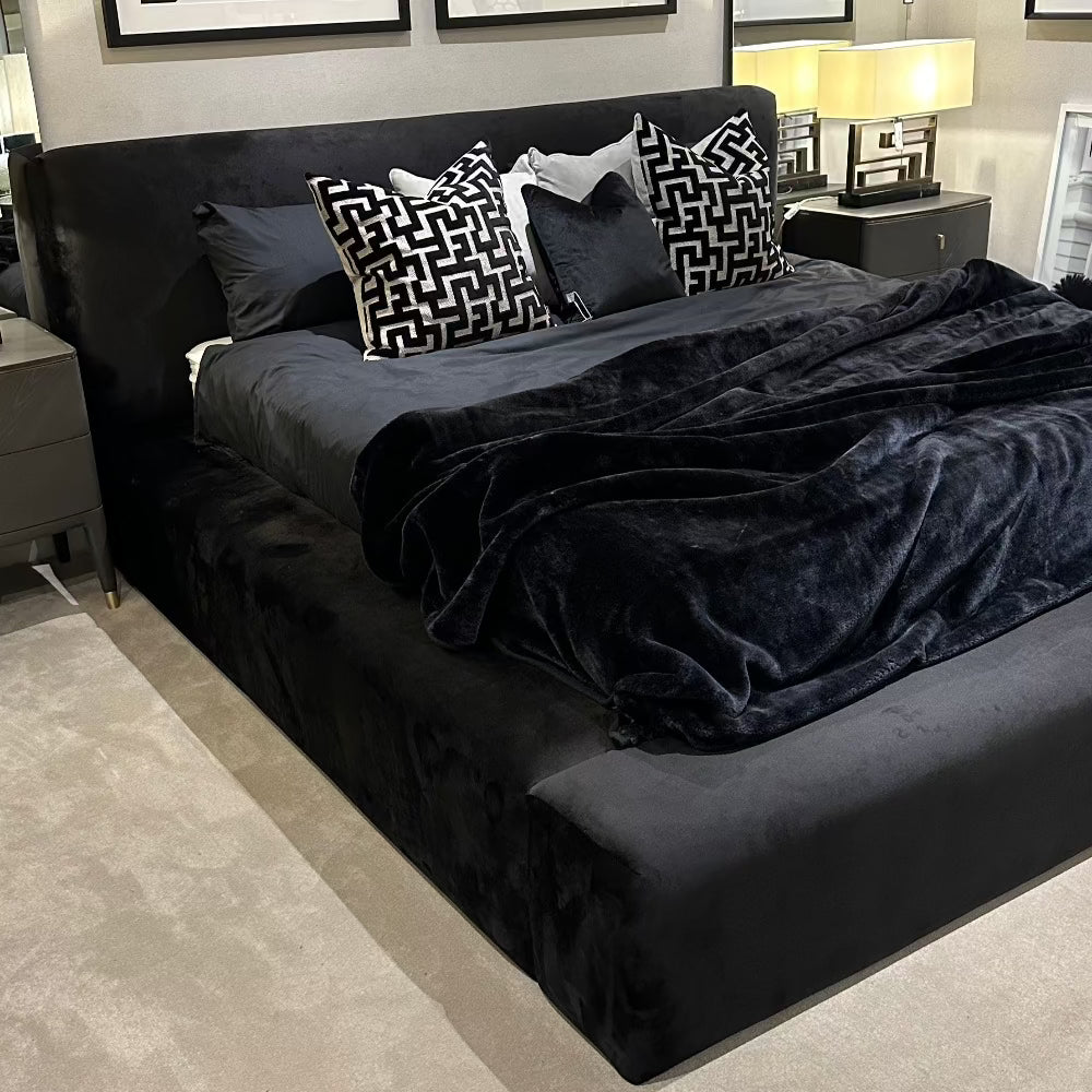 Hugo Delta  low line contemporary superking Bed on black or cream