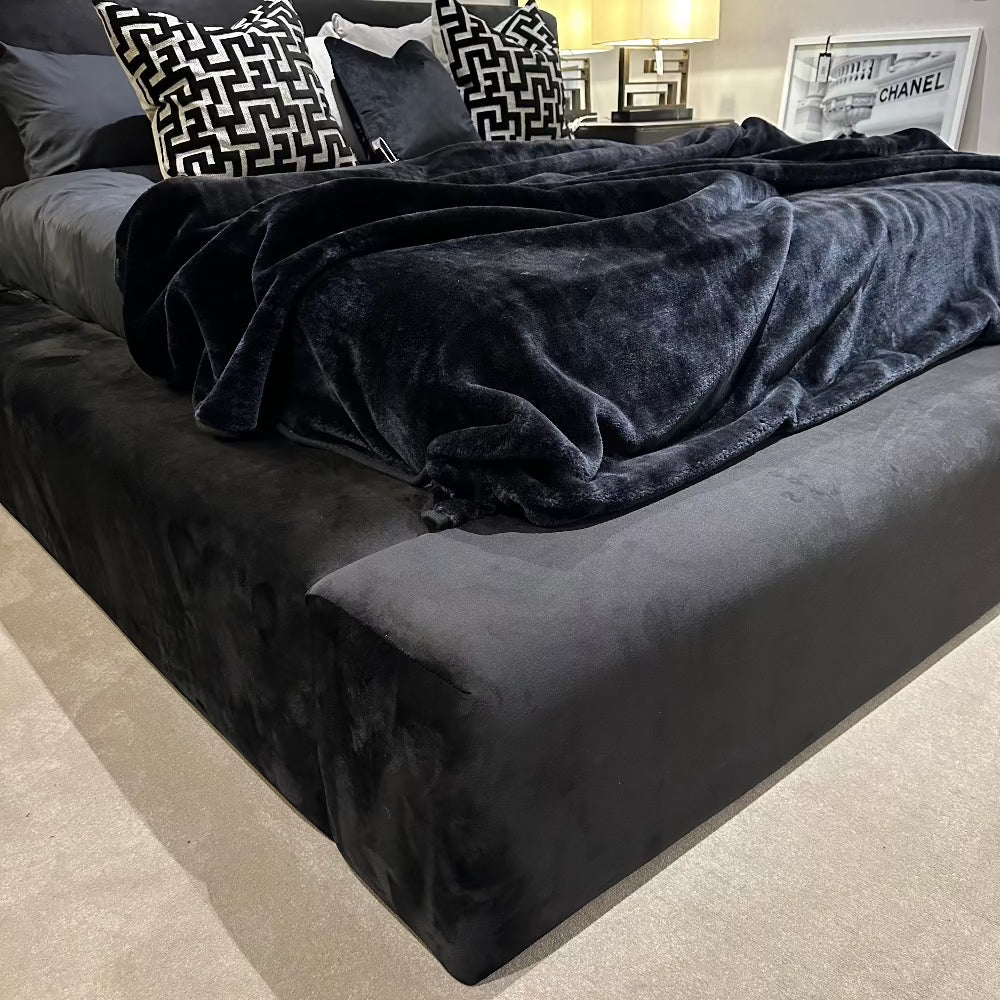 Hugo Delta  low line contemporary superking Bed on black or cream