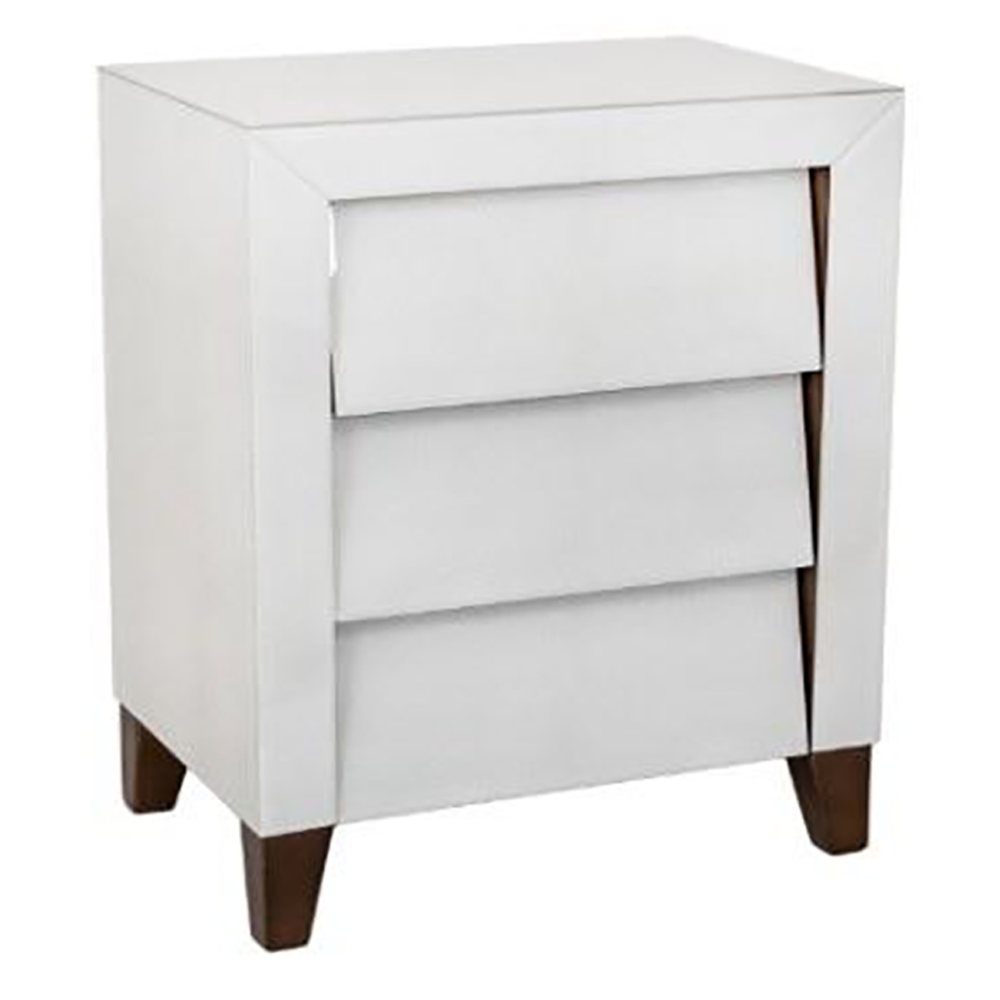 Iced ivory shargreen Designer bedside cabinet reduced to clear-Renaissance Design Studio