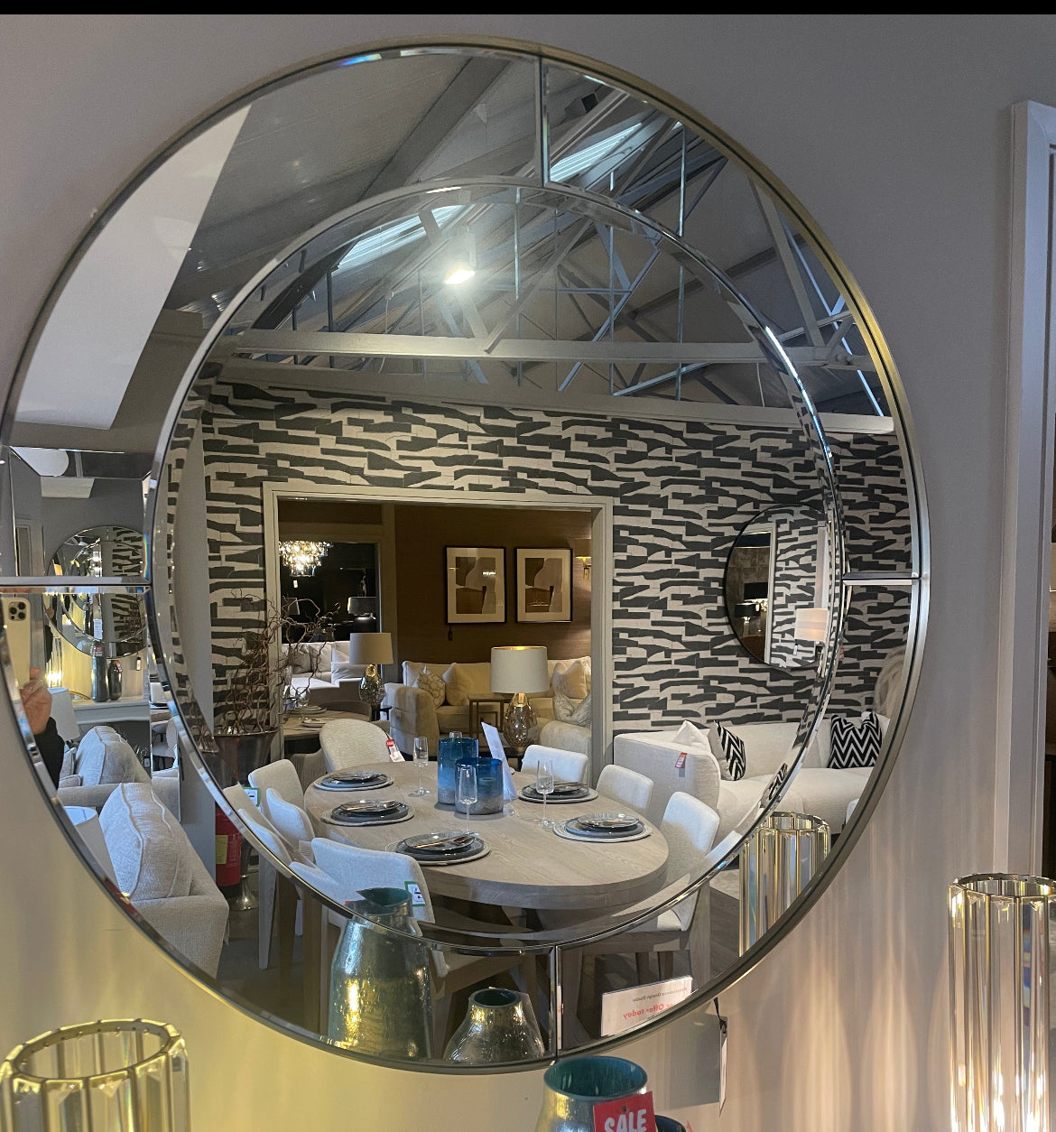 Ida Round Brass Mirror by R V Ashley 100 cm reduced-round mirror-Renaissance Design Studio