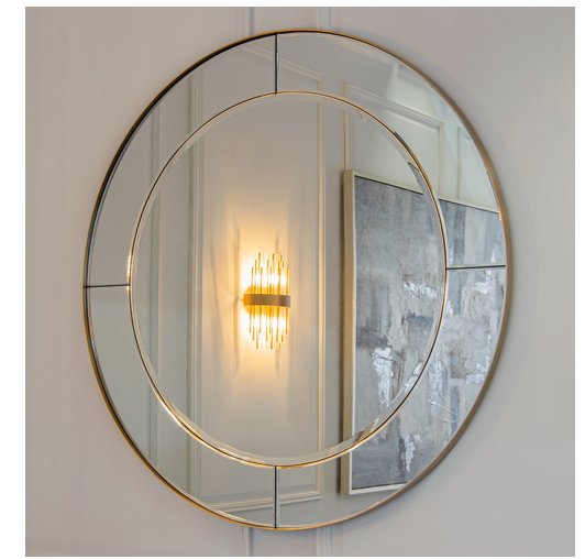 Ida Round Brass Mirror by R V Ashley 100 cm reduced-round mirror-Renaissance Design Studio