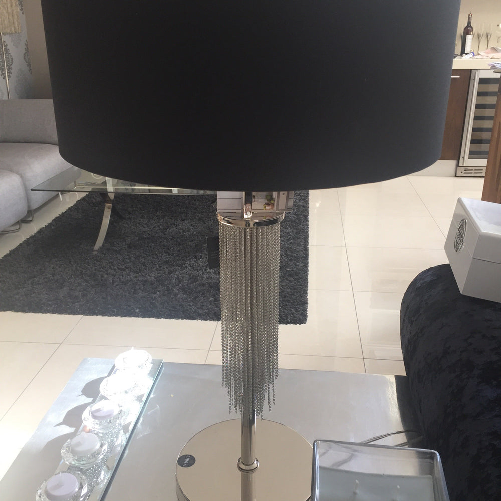 Langan table lamp in nickel with black shade Clearance