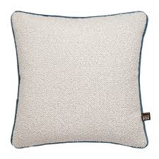 Leyla Boucle feather filled Cushion in 3 Sizes Blue piping