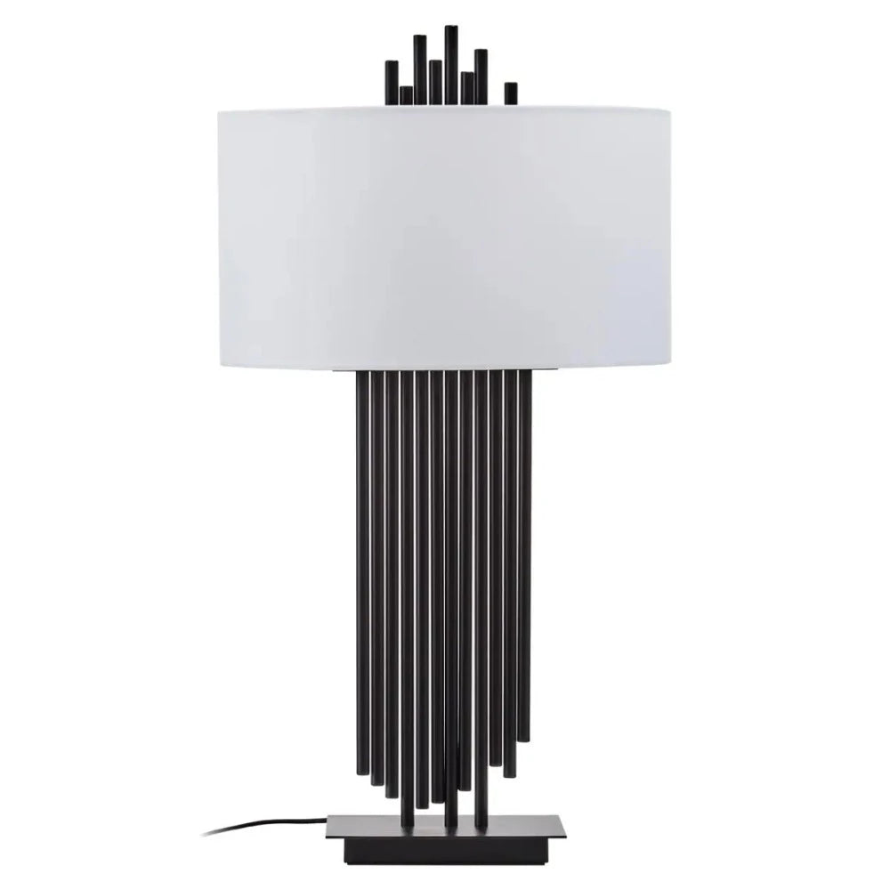 Imperial table lamp Black with Linen SHade-Renaissance Design Studio