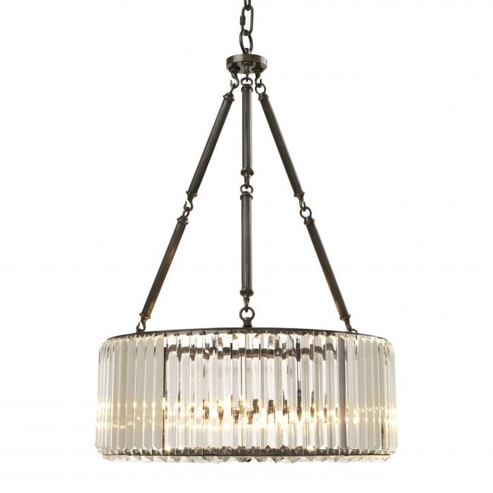 Eichholtz Infinity Crystal Chandelier with bronze finish and clear glass rods.