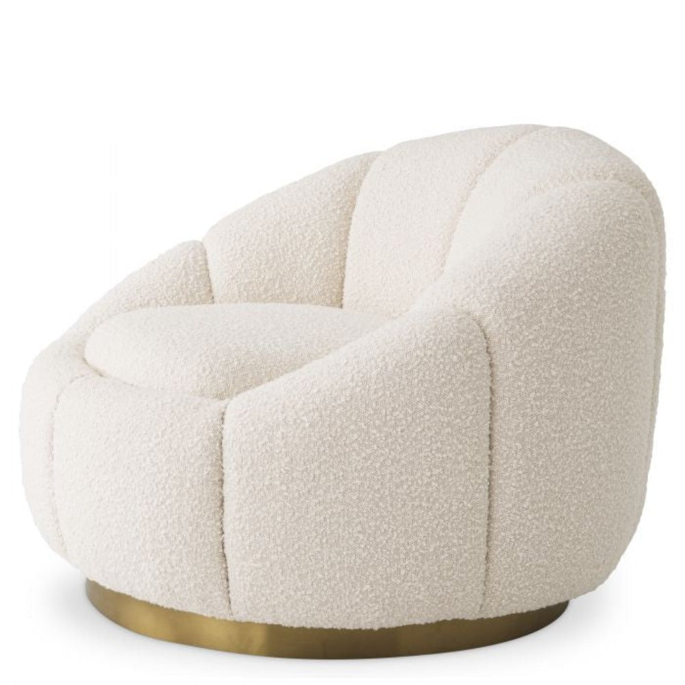 Inger swivel chair in boucle cream by Eichholtz-Renaissance Design Studio
