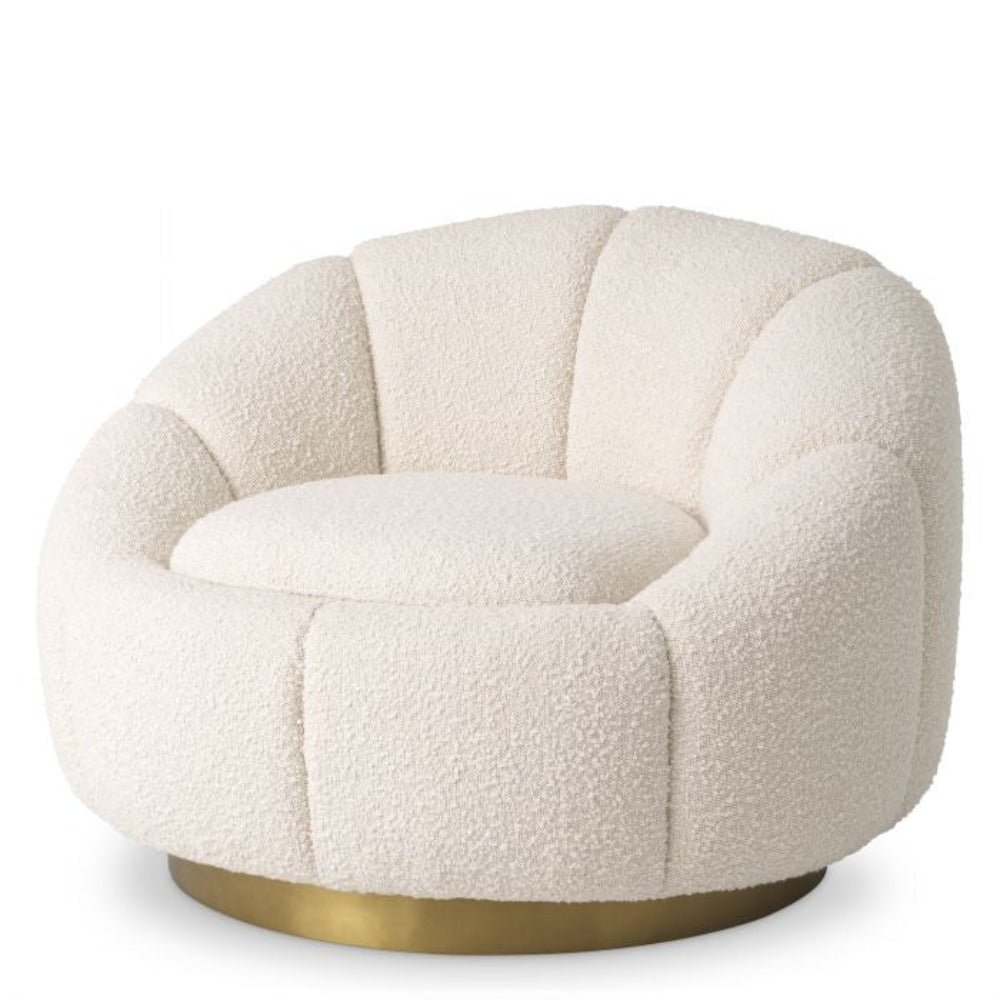 Inger swivel chair in boucle cream by Eichholtz-Renaissance Design Studio