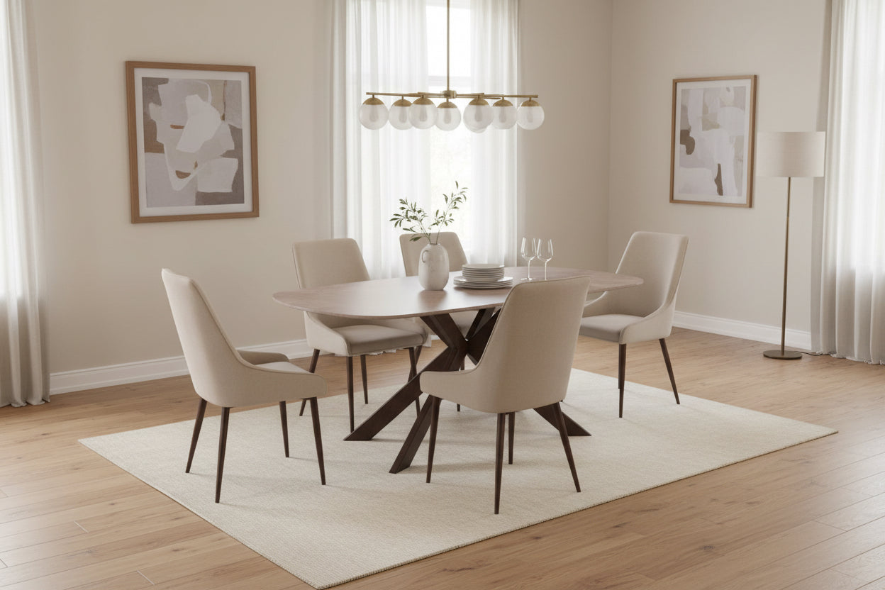 Janet Dining Table – Pura Stone Top in Sable-Renaissance Design Studio