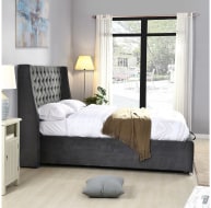 Jersey ottoman gas lift bed in Charcoal grey on Special Offer