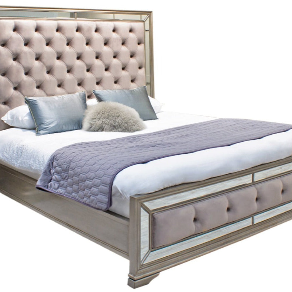 Jessica King  5 ft Bed in Taupe Velvet Reduced