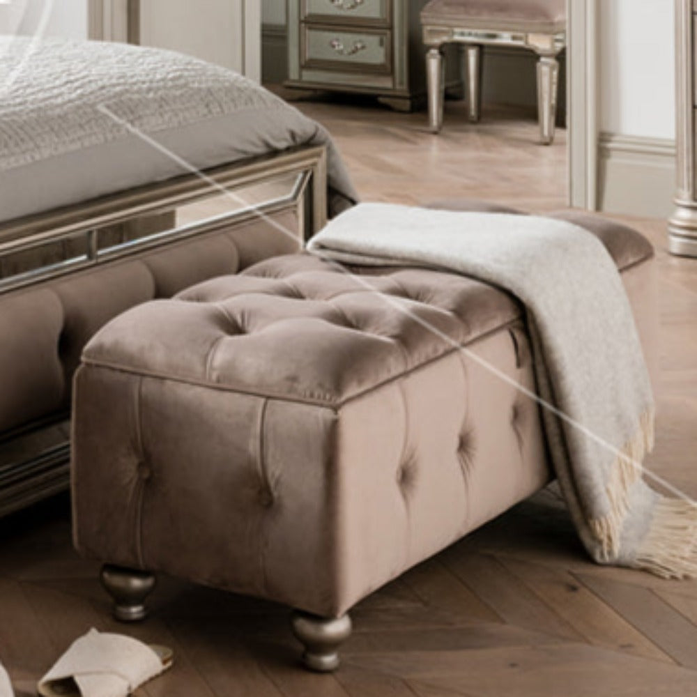 Jessica Storage Ottoman Taupe Velvet
