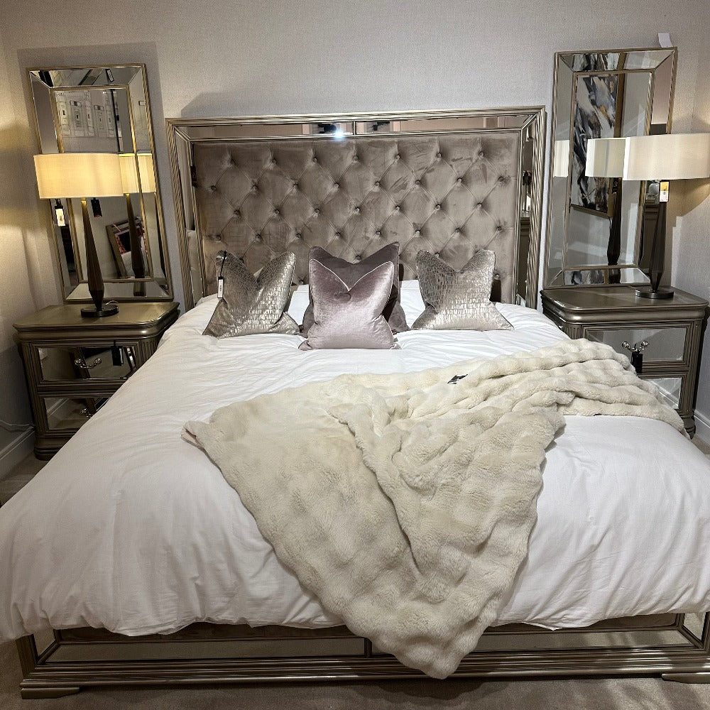Jessica superking 6 ft Bed in Taupe Velvet ( T.O )-Renaissance Design Studio