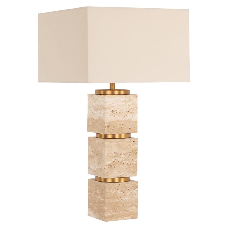 JJ Travertine cream table lamp including shade 70 cm-Renaissance Design Studio
