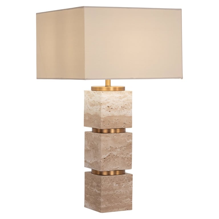 JJ Travertine cream table lamp including shade 70 cm Reduced !-Renaissance Design Studio