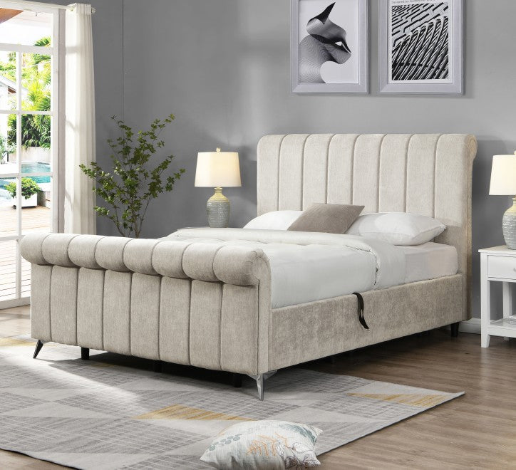 Karina  gas lift bed  in beige fabric