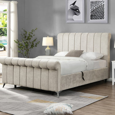 Karina  gas lift bed  in beige fabric
