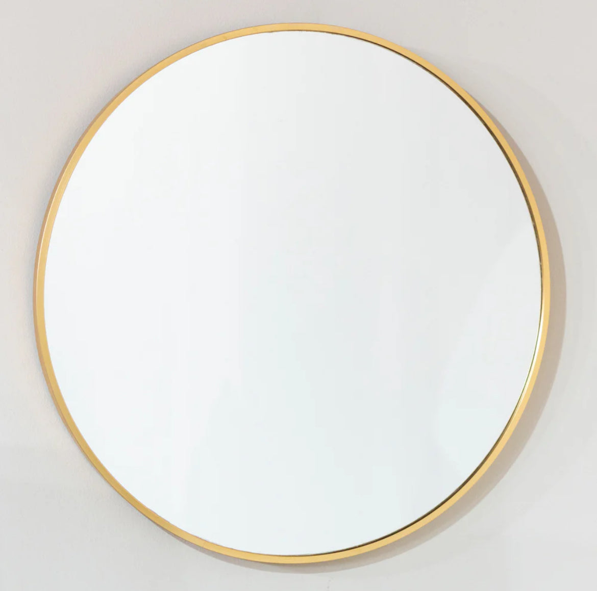 Karl Round Wall Mirror Gold With Slim Frame 90cm-Renaissance Design Studio