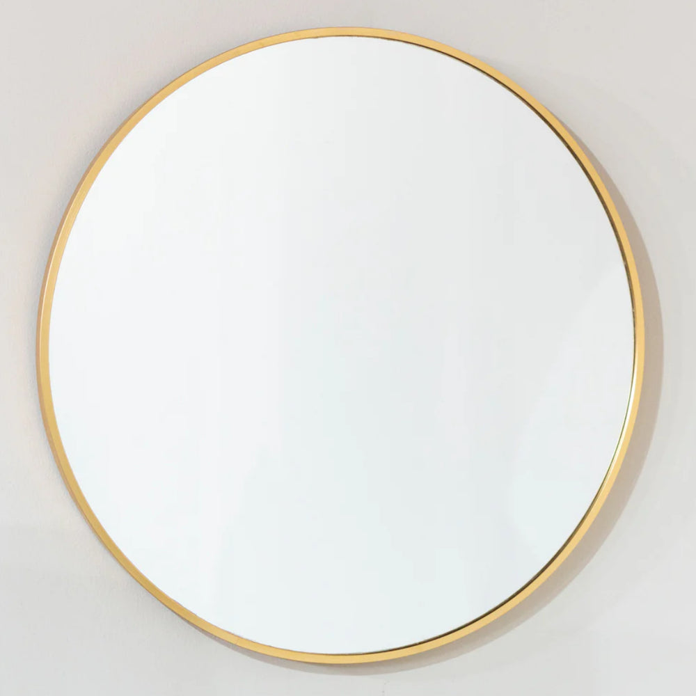 Karl Round Wall Mirror Gold with slim frame  90cm