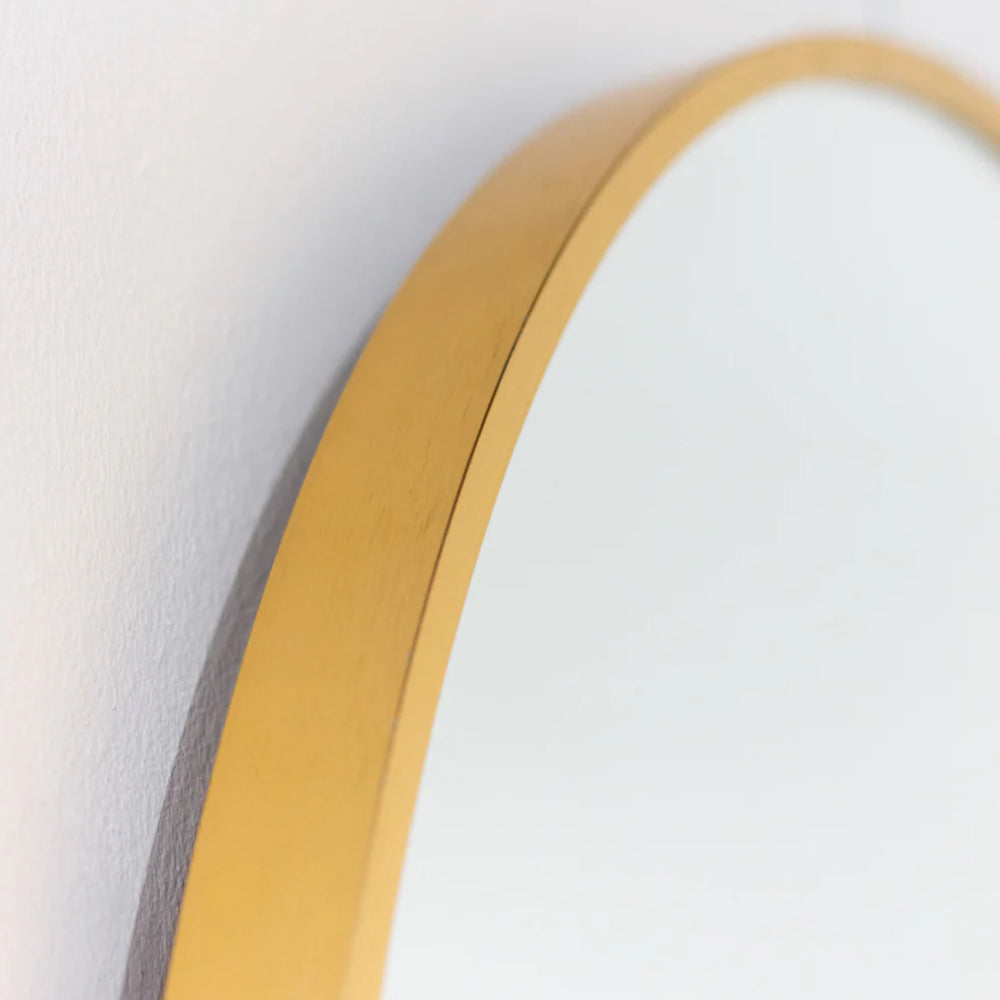 Karl Round Wall Mirror Gold with slim frame  90cm